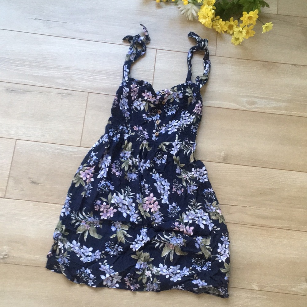 New American Eagle Floral Navy Dress XXS